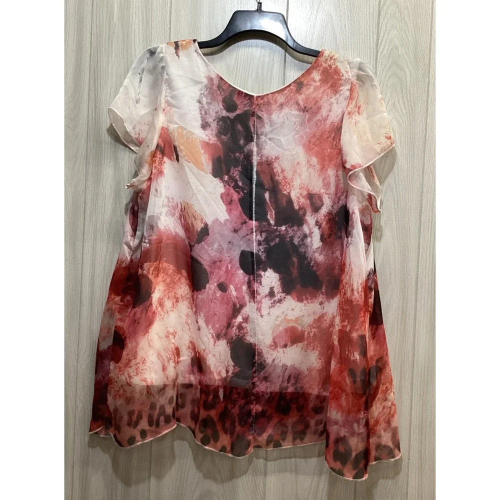APT 9 Women's (Size 2X) Short‎ Sleeve Round Neck Lined Shirt Sequin Accent - Picture 4 of 4